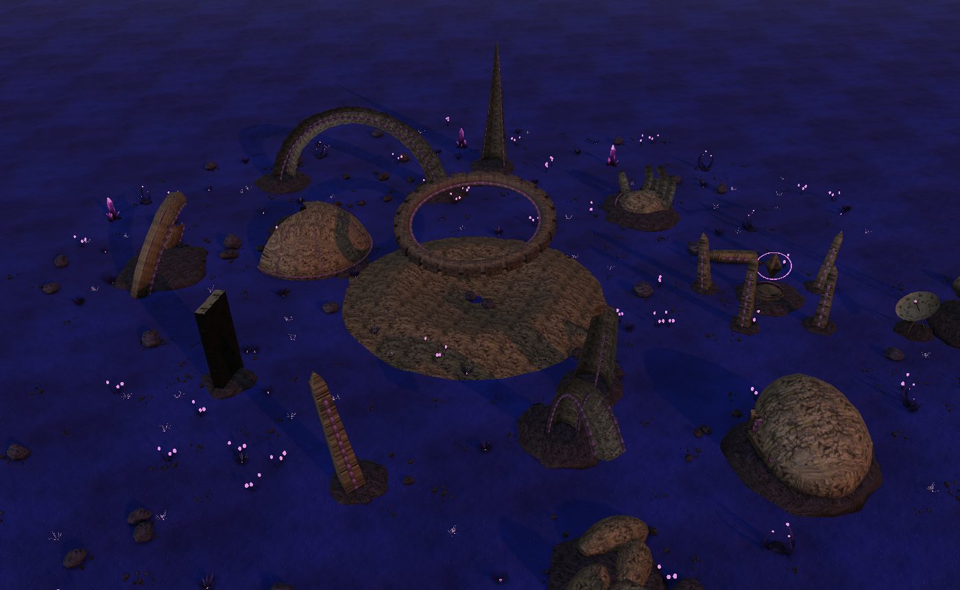 Ancient alien megastructures at dusk