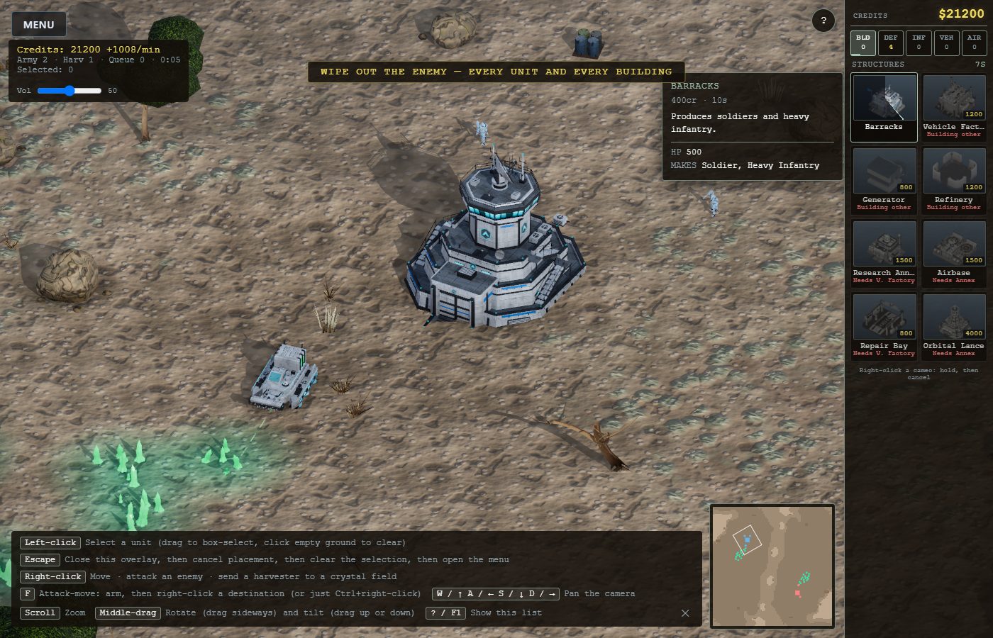 The sidebar with a clock-wipe build timer